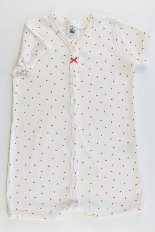 Petit Bateau (France) Size 0-1 (18 months, 81 cm) Love Hearts Short Romper