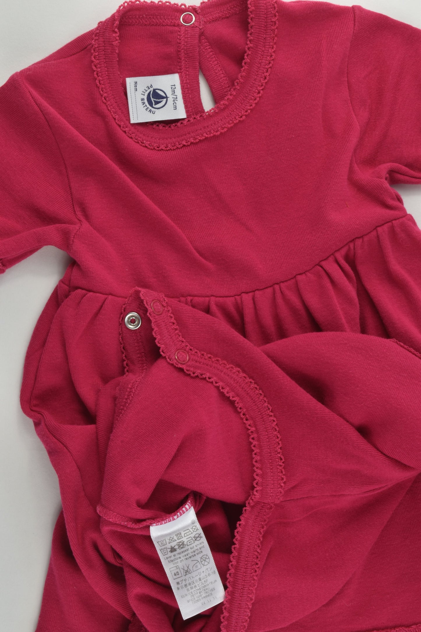 Petit Bateau (France) Size 0 (12 months, 74 cm) Dress with Bodysuit Underneath