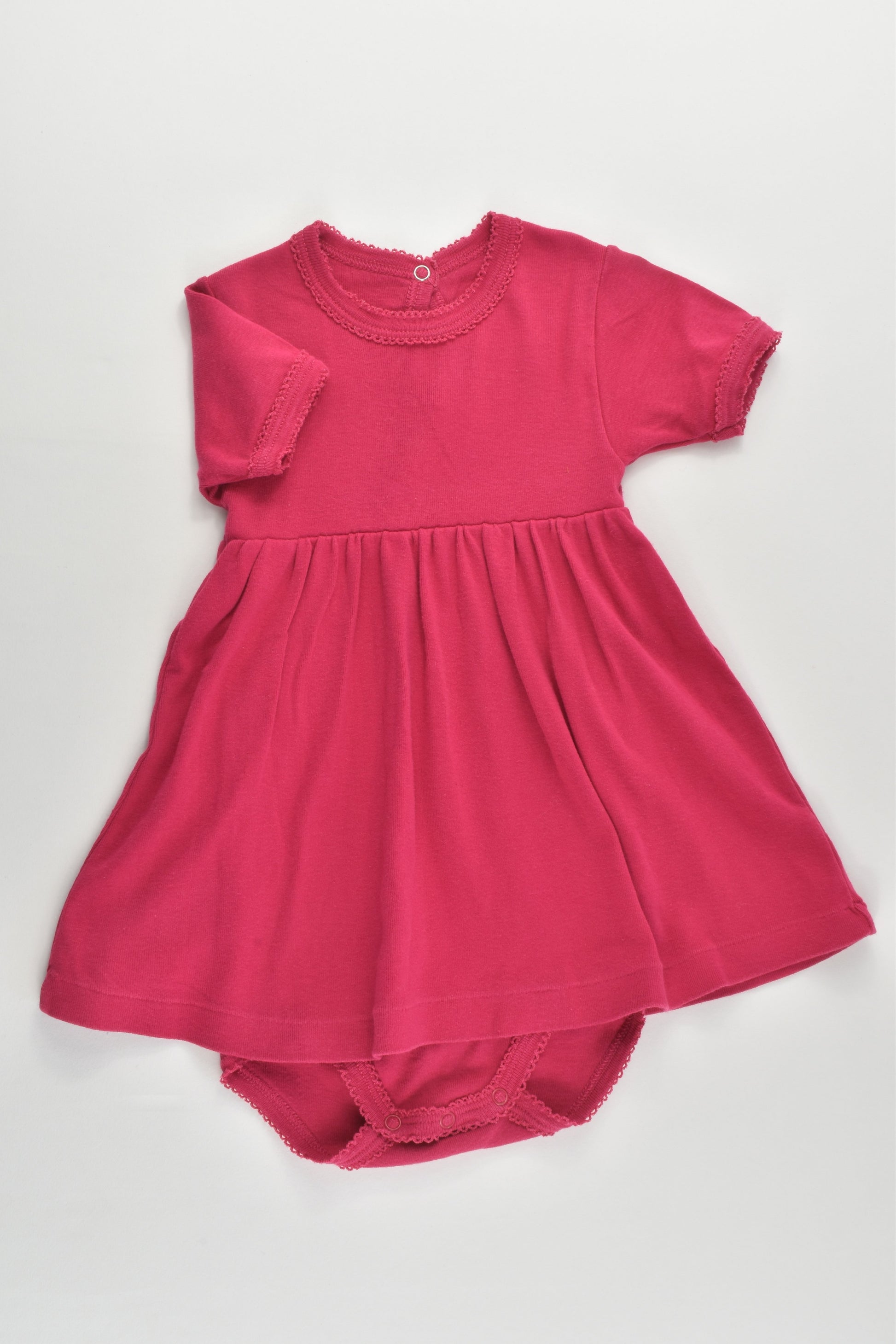 Petit Bateau (France) Size 0 (12 months, 74 cm) Dress with Bodysuit Underneath