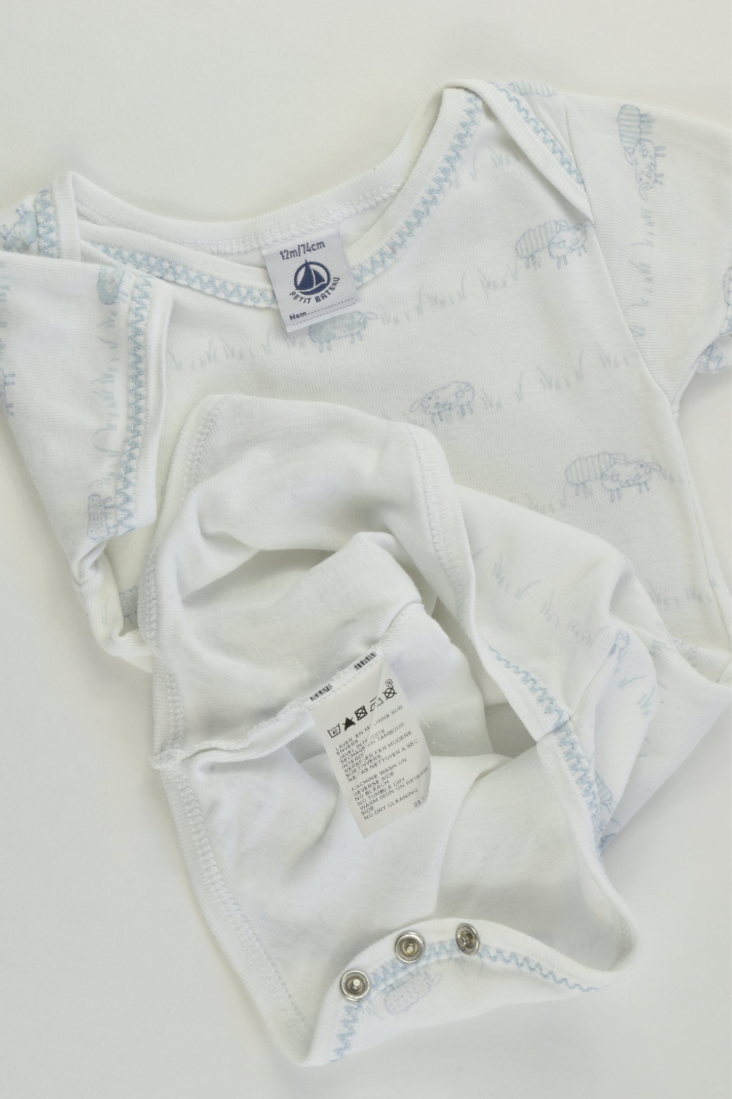 Petit Bateau (France) Size 0 (12 months, 74 cm) Sheep Bodysuit