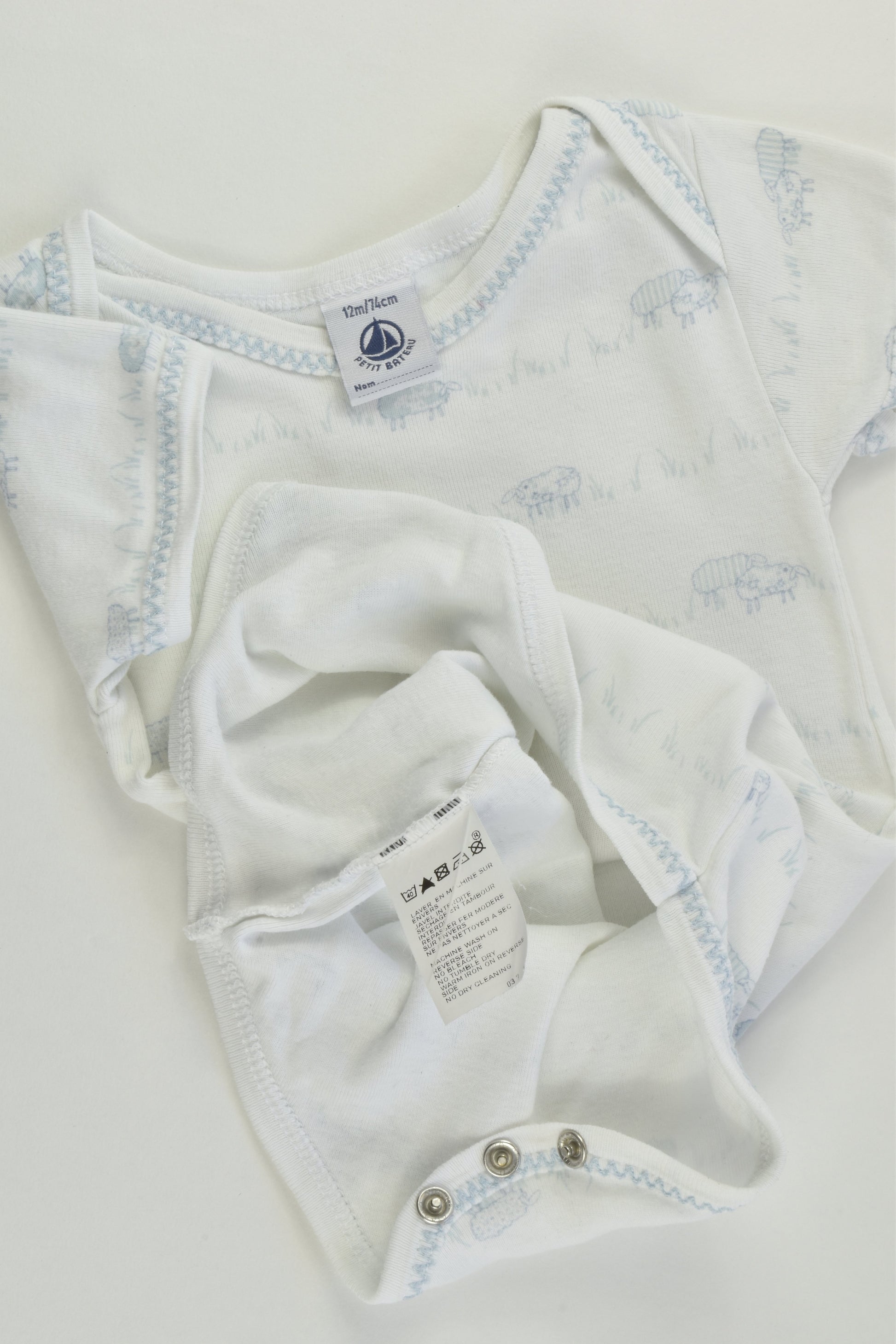Petit Bateau (France) Size 0 (12 months, 74 cm) Sheep Bodysuit