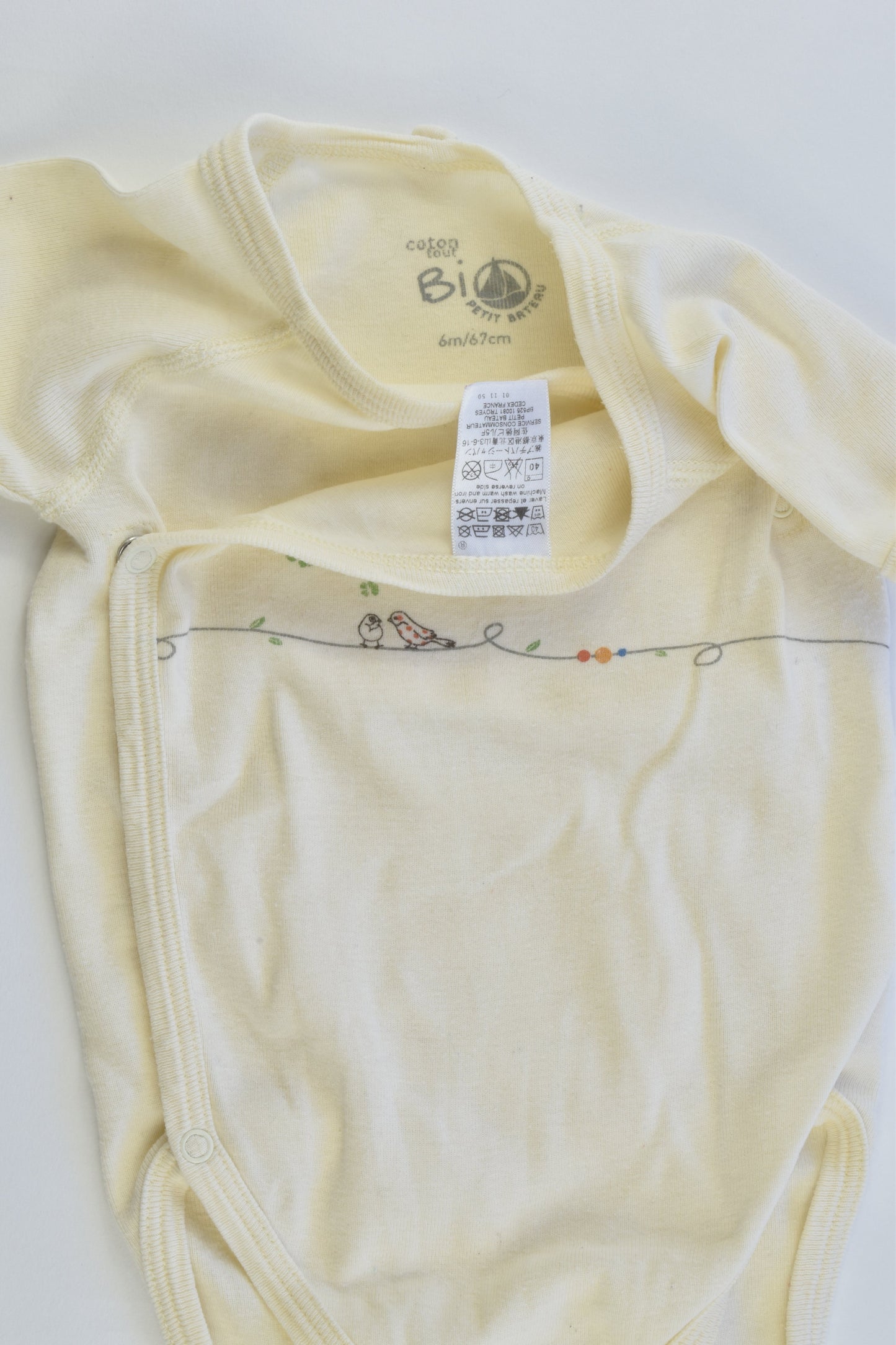 Petit Bateau (France) Size 00 (6 months, 67 cm) Bio Cotton Bodysuit