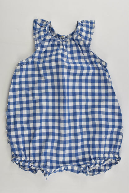 Petit Bateau (France) Size 00 (6 months, 67 cm) Checked Short Romper with Ruffle at the Back