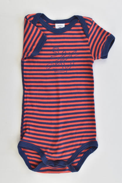 Petit Bateau (France) Size 00 (6 months, 67 cm) Striped Anchor Bodysuit