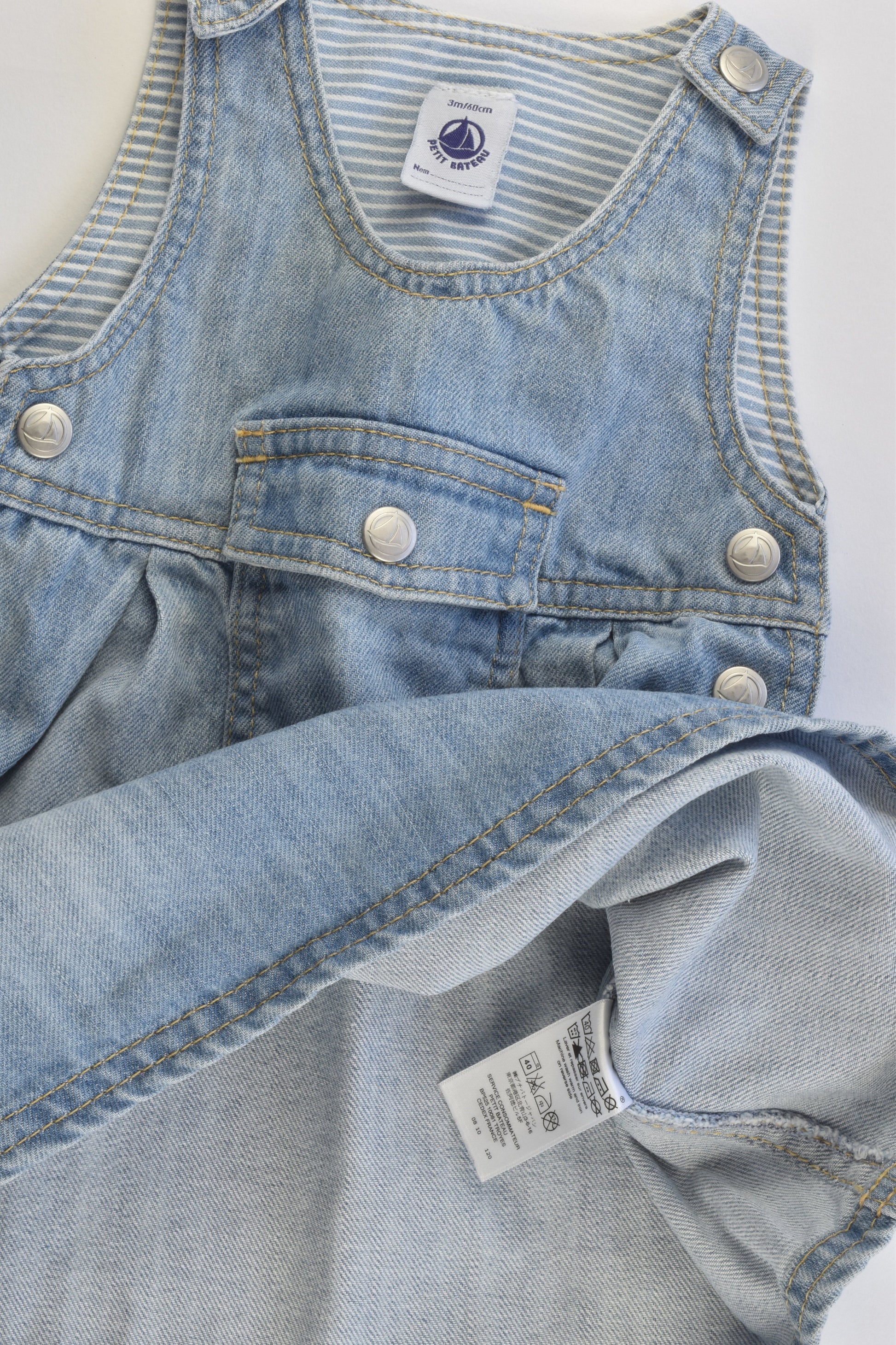 Petit Bateau (France) Size 000-00 (3 months, 60 cm) Denim Dress
