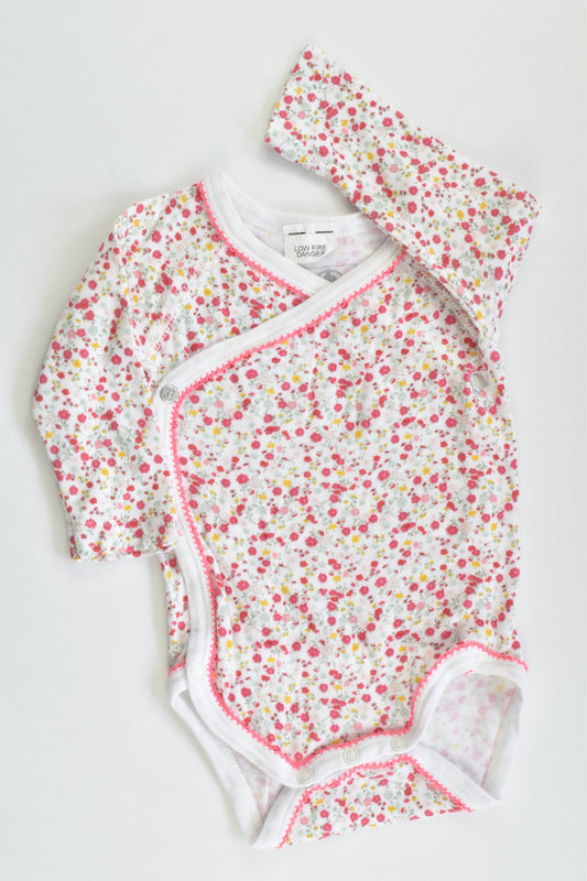 Petit Bateau (France) Size 000 (3 months, 60 cm) Floral Bodysuit