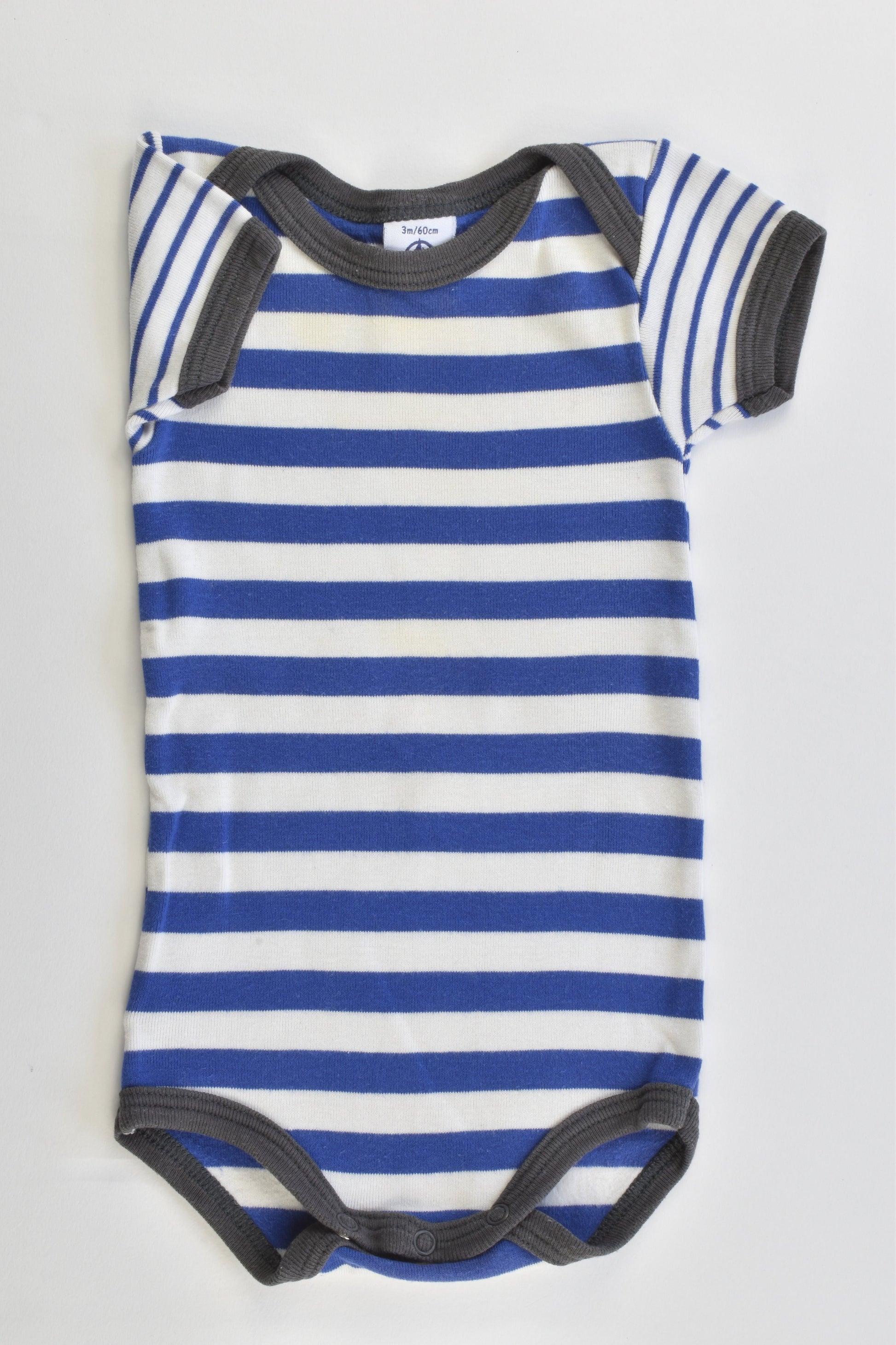 Petit Bateau (France) Size 000 (3 months, 60 cm) Striped Bodysuit