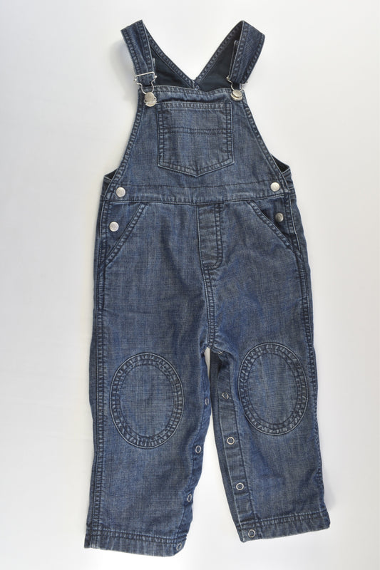 Petit Bateau (France) Size 1-2 (24 months, 86 cm) Lined Denim Overalls