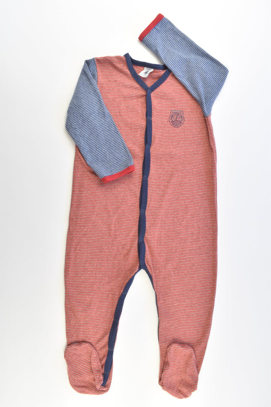 Petit Bateau (France) Size 1-2 (24 months, 86 cm) Striped Footed Romper