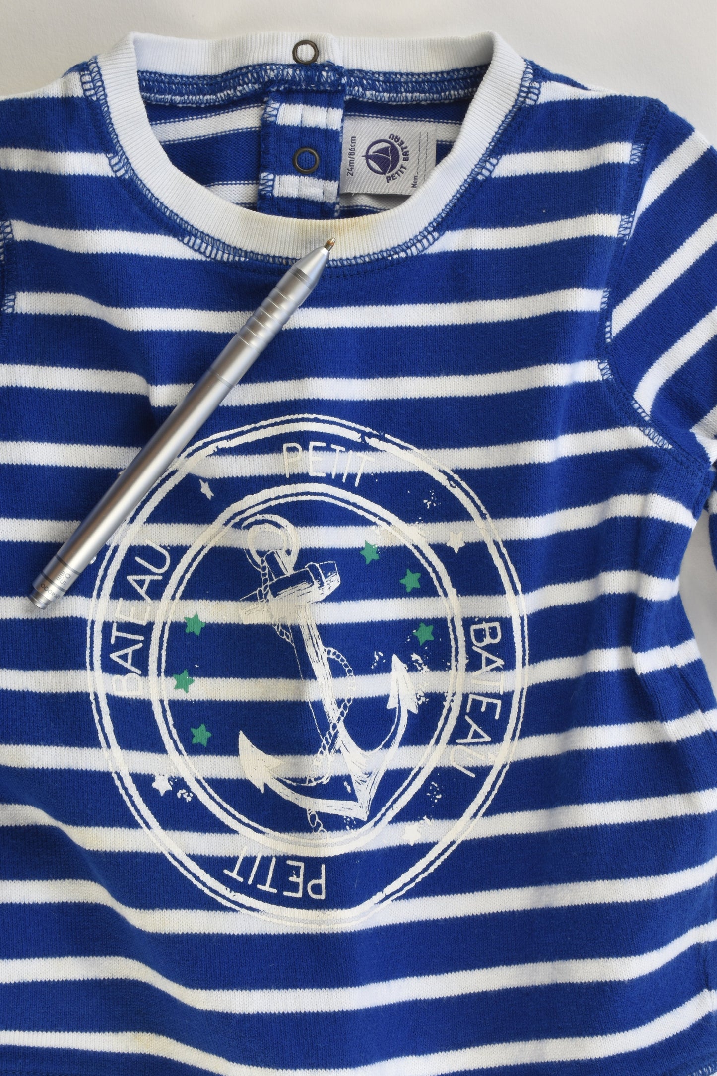 Petit Bateau (France) Size 1 (24 months, 86 cm) Striped Anchor Sweater