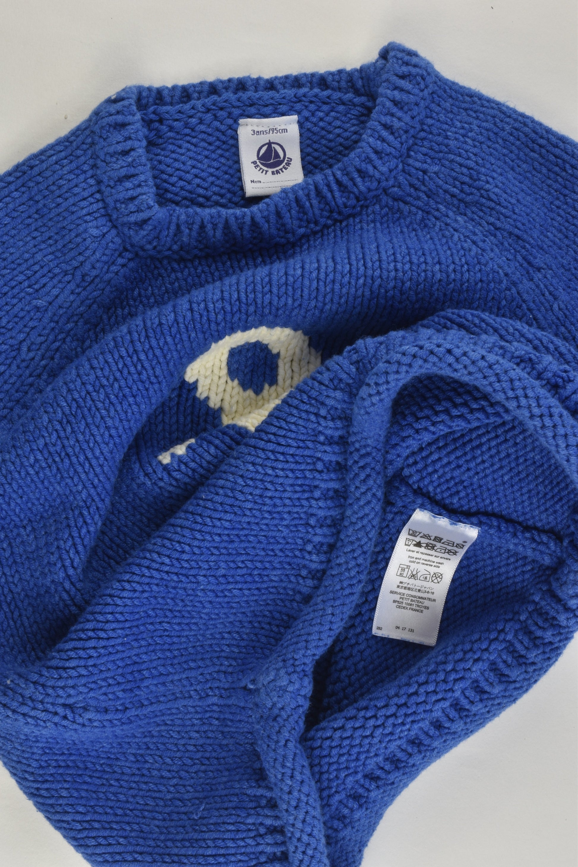 Petit Bateau (France) Size 2-3 (3 years, 95 cm) Knitted Nautical Jumper