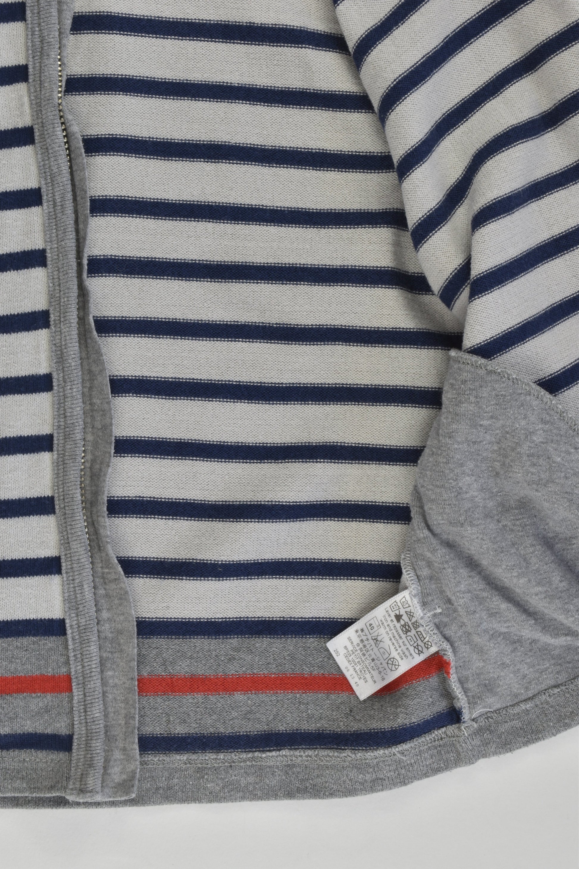 Petit Bateau (France) Size 3-4 (4 years, 102 cm) Striped Zip Hooded Jumper
