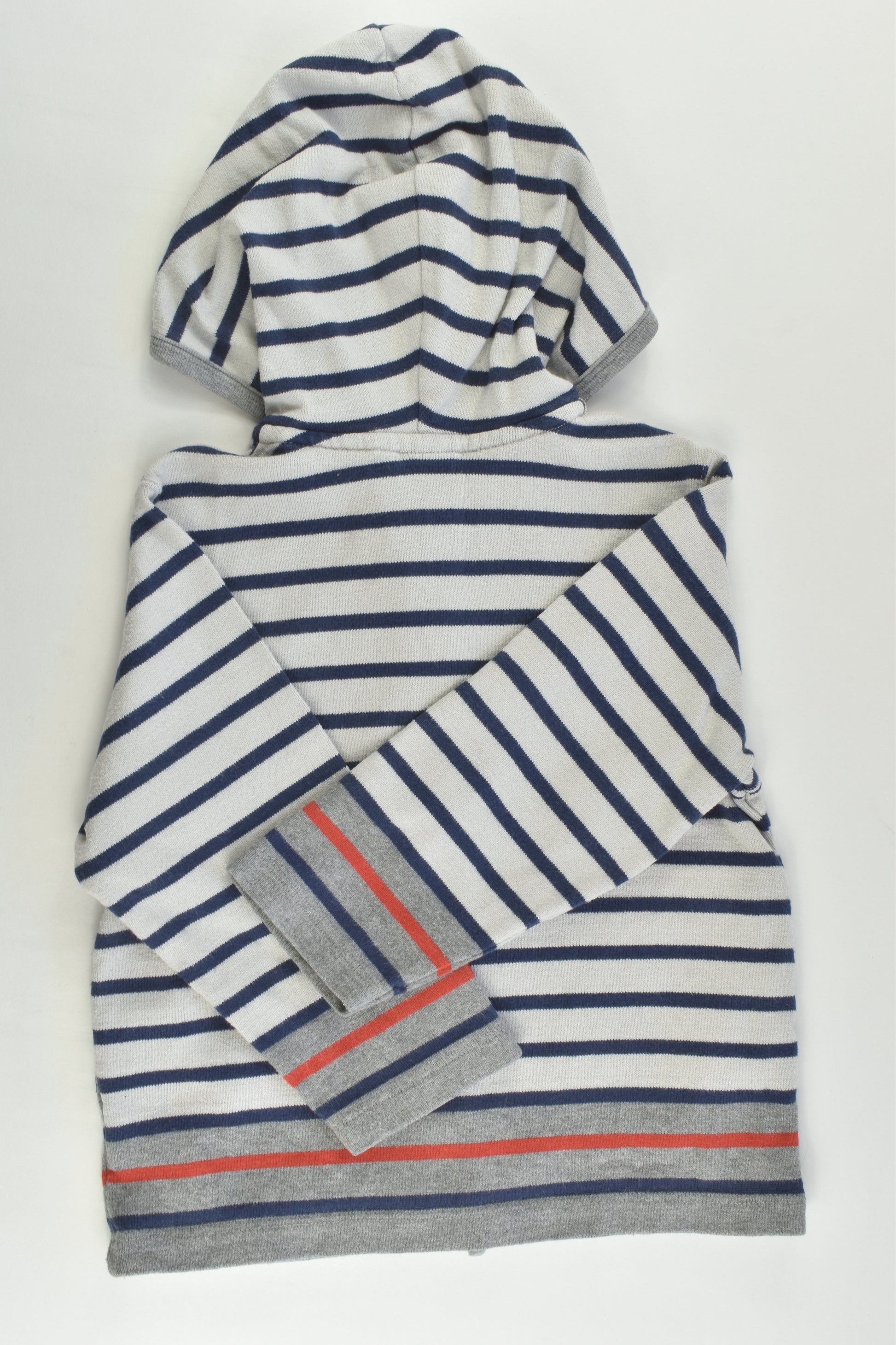 Petit Bateau (France) Size 3-4 (4 years, 102 cm) Striped Zip Hooded Jumper