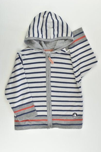 Petit Bateau (France) Size 3-4 (4 years, 102 cm) Striped Zip Hooded Jumper