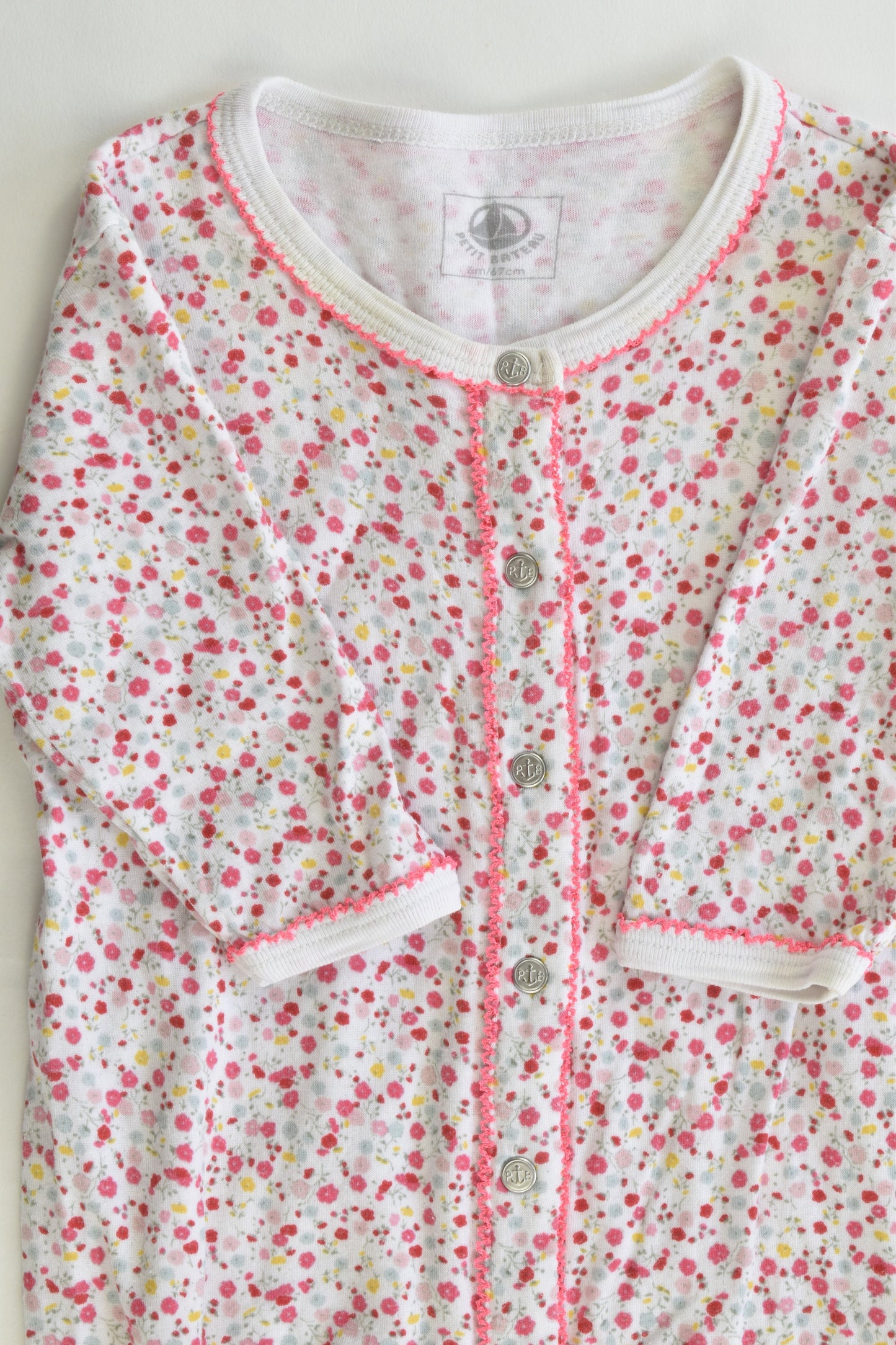 Petit Bateau (France) Size 6 months (67 cm, 00) Liberty Print Footed Romper
