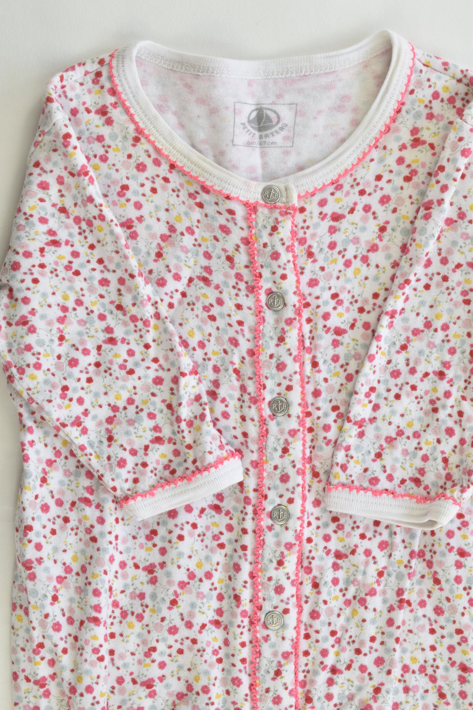 Petit Bateau (France) Size 6 months (67 cm, 00) Liberty Print Footed Romper