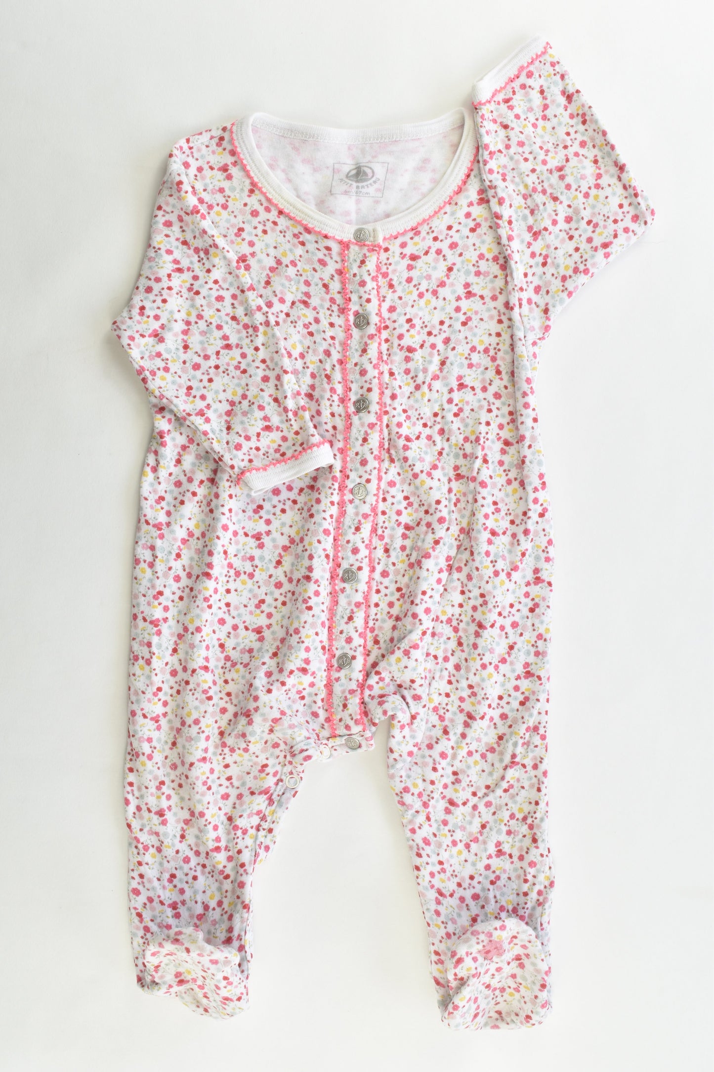 Petit Bateau (France) Size 6 months (67 cm, 00) Liberty Print Footed Romper