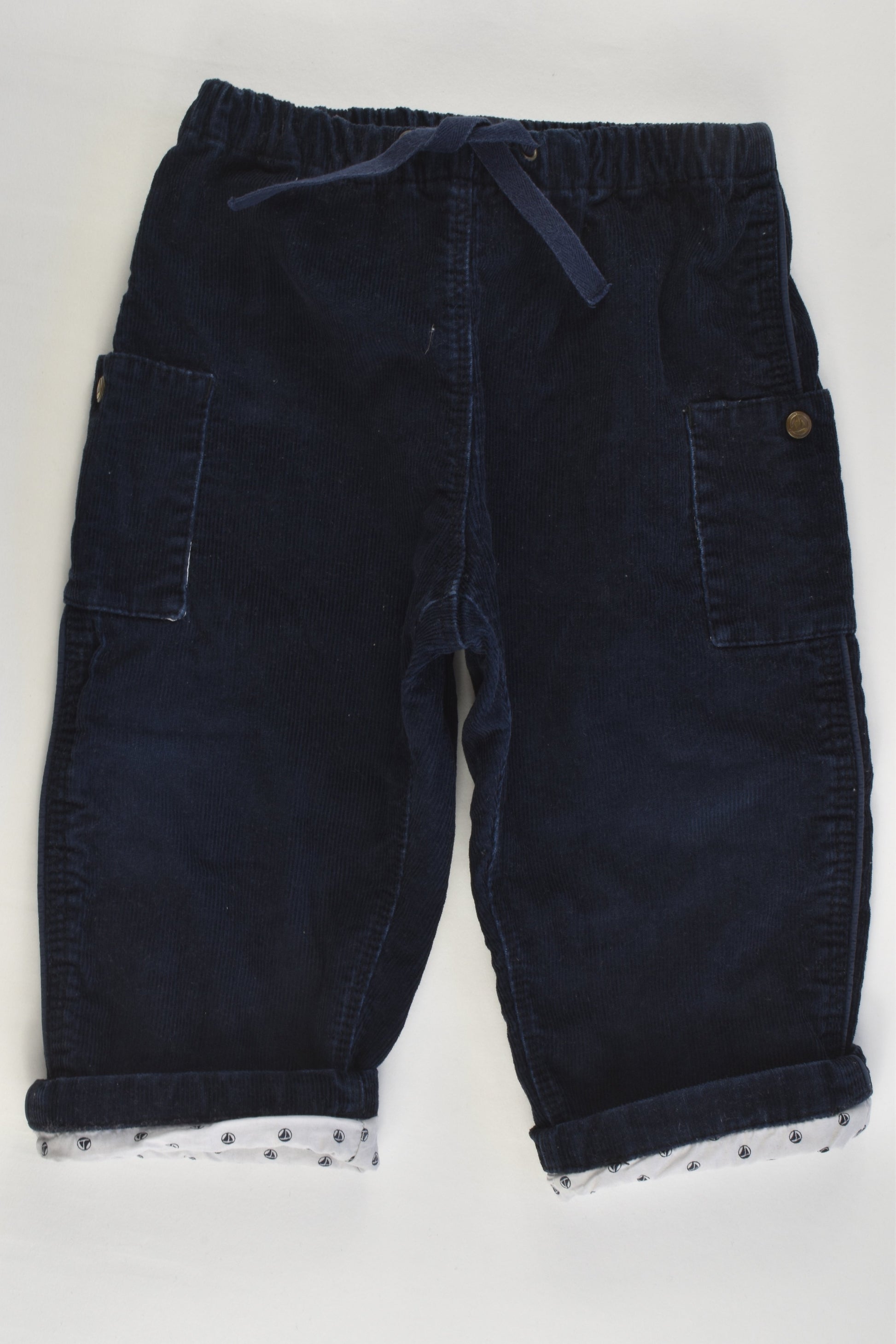 Petit Bateau Size 0-1 (18 months, 81 cm) Lined Nautical Cord Pants