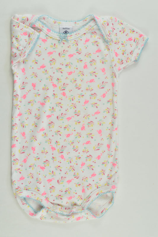 Petit Bateau Size 00 (6 months, 67 cm) Flamingoes Bodysuit