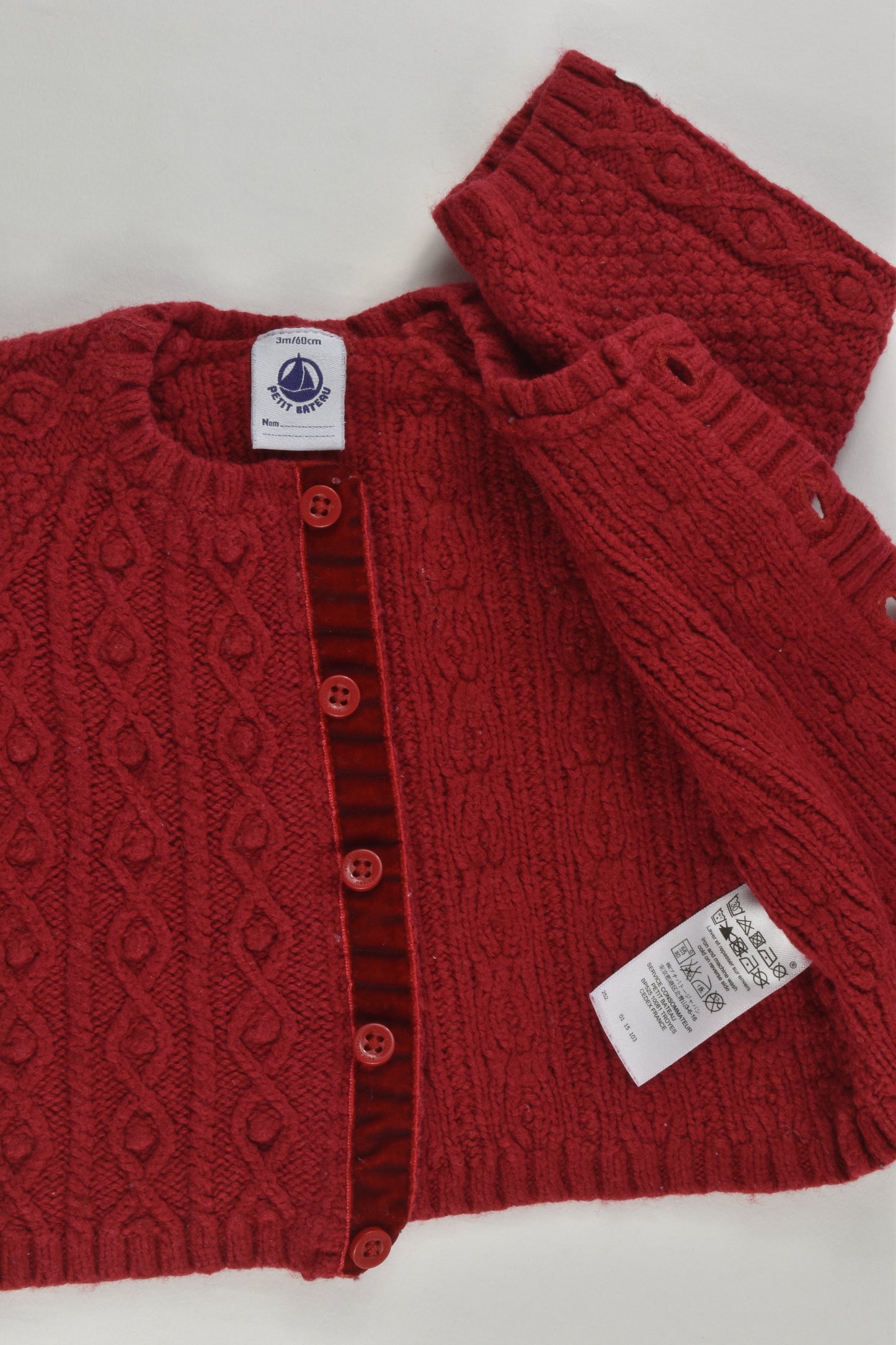 Petit Bateau Size 000 (3 months, 60 cm) Knitted Cardigan
