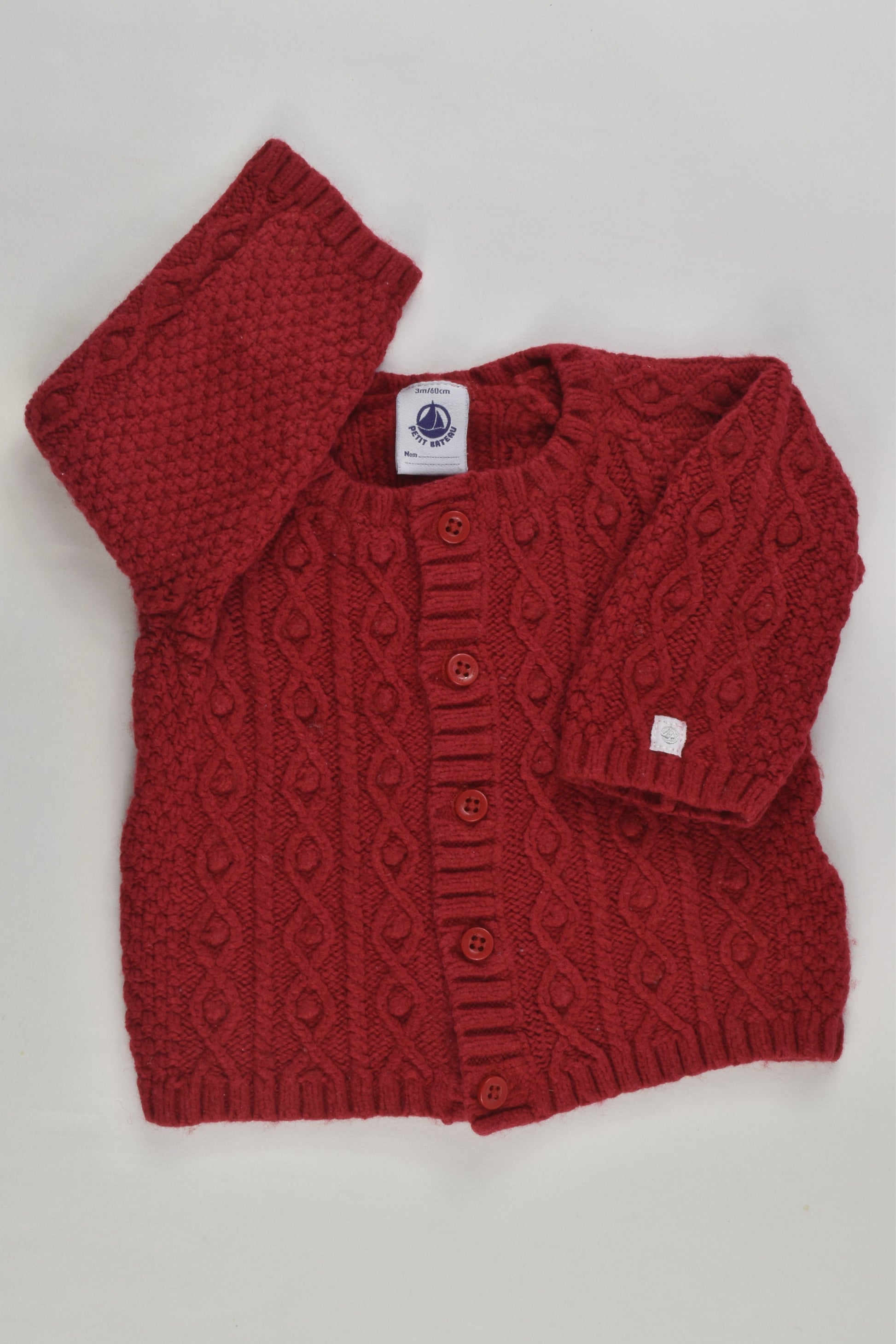 Petit Bateau Size 000 (3 months, 60 cm) Knitted Cardigan