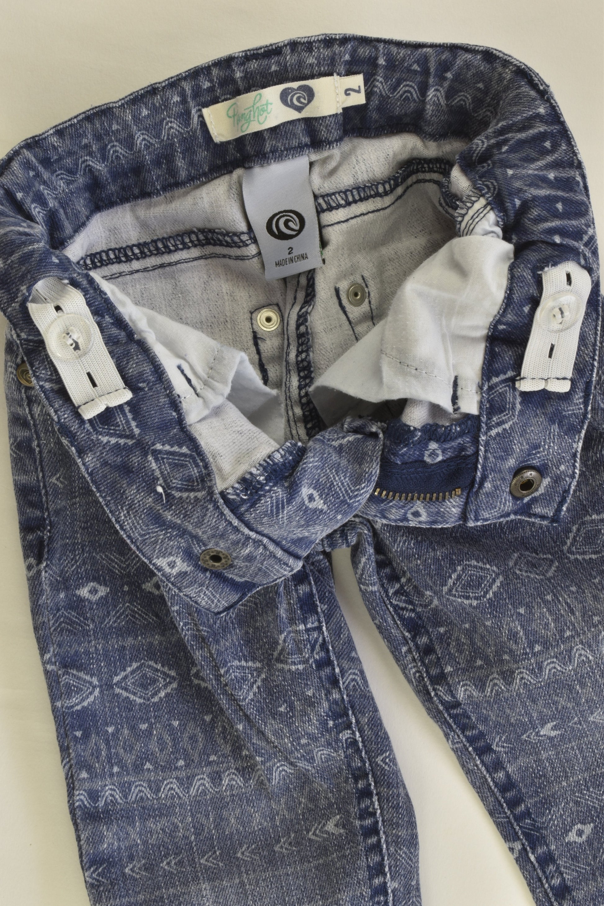 Piping Hot Size 2 Faded Look Stretchy Denim Pants