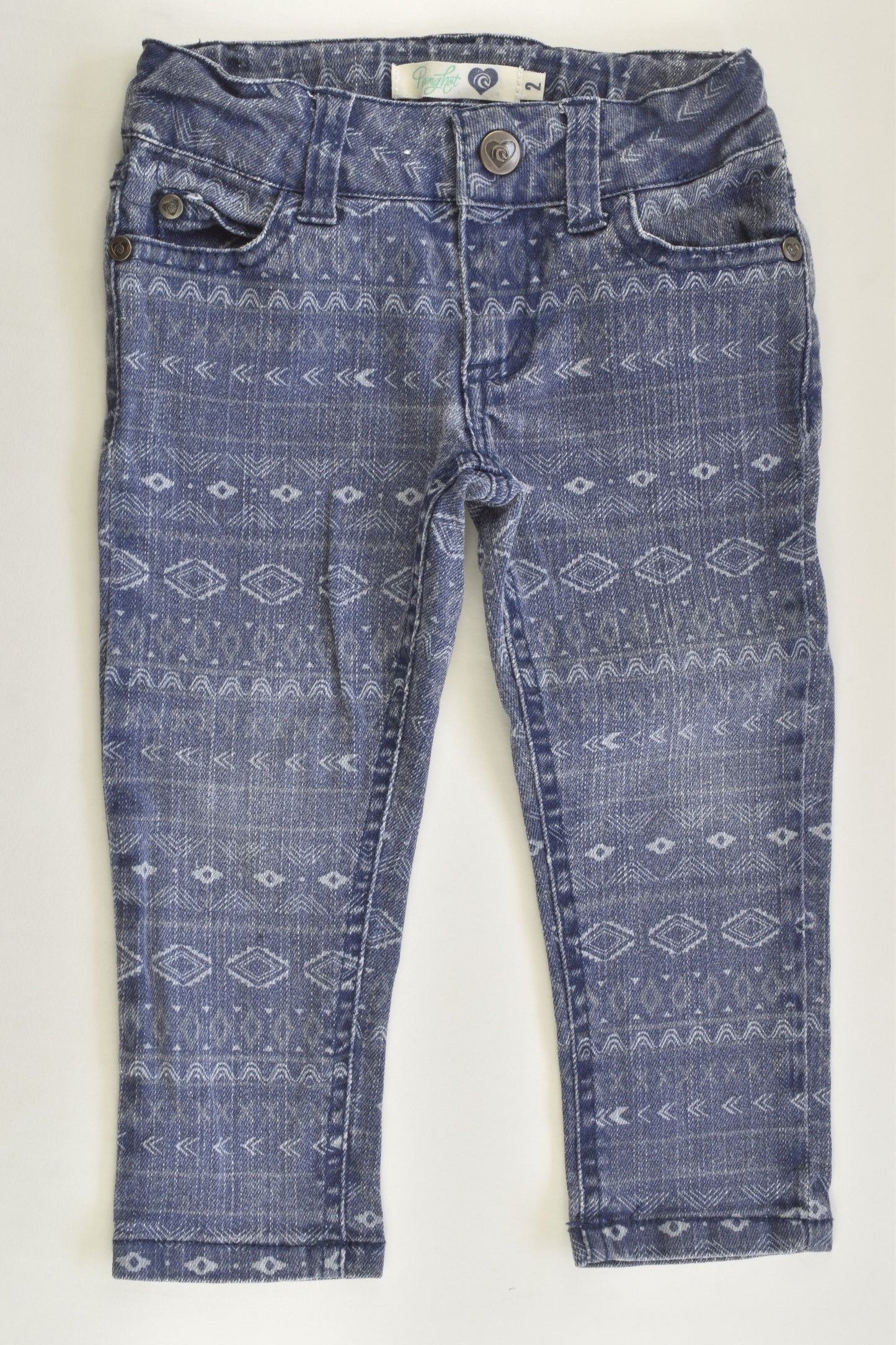 Piping Hot Size 2 Faded Look Stretchy Denim Pants