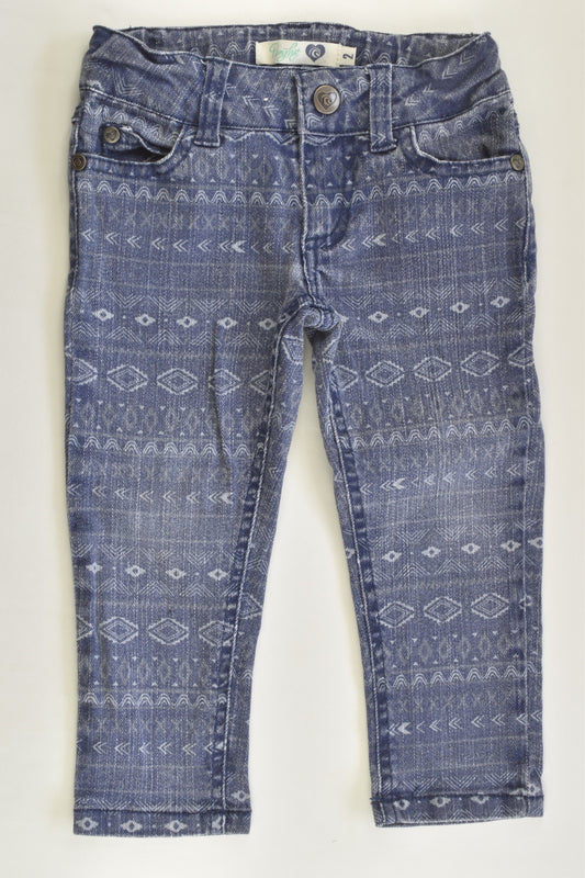 Piping Hot Size 2 Faded Look Stretchy Denim Pants