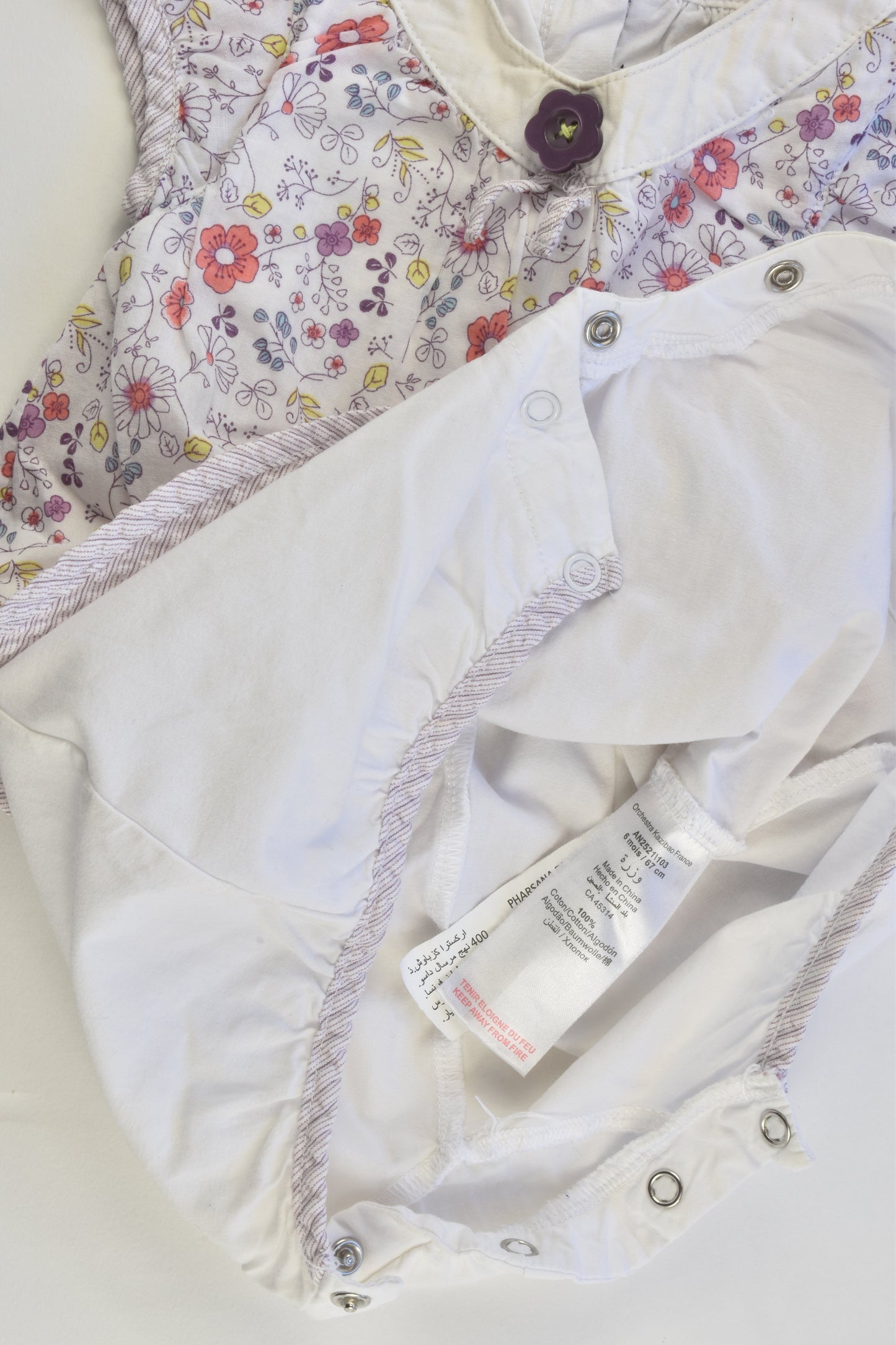 Pomme Framboise by Orchestra (France) Size 00 (6 months, 67 cm) Romper