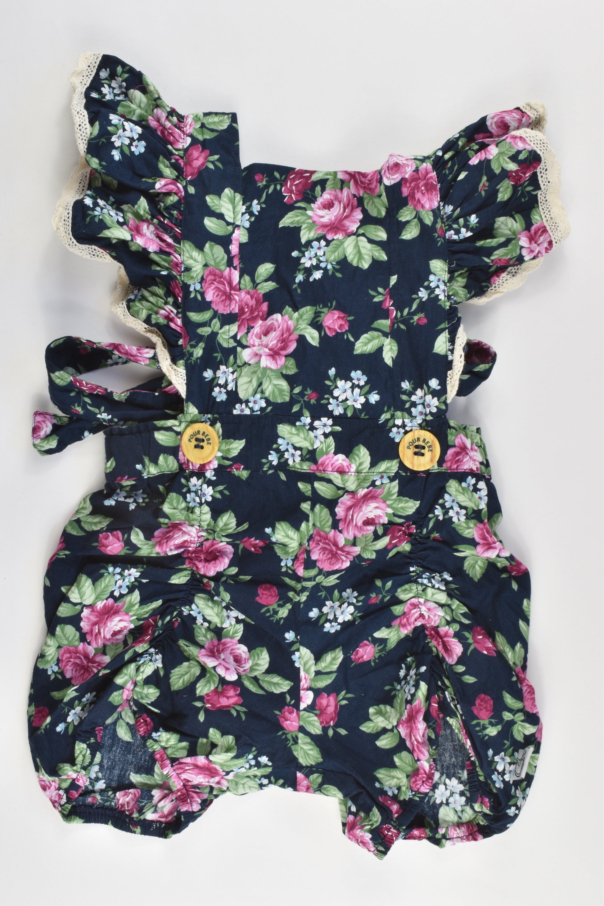 Pour Bebe by Couture Kids Size 5 (Small sizing) Floral Ruffle Playsuit
