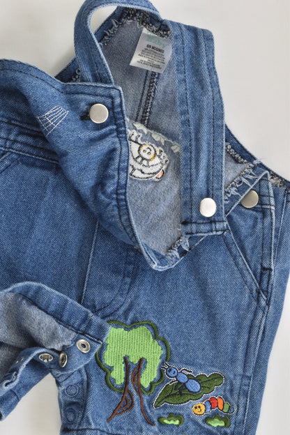 Premier Baby Size 0 (6/9 months) Bugs Short Denim Overalls