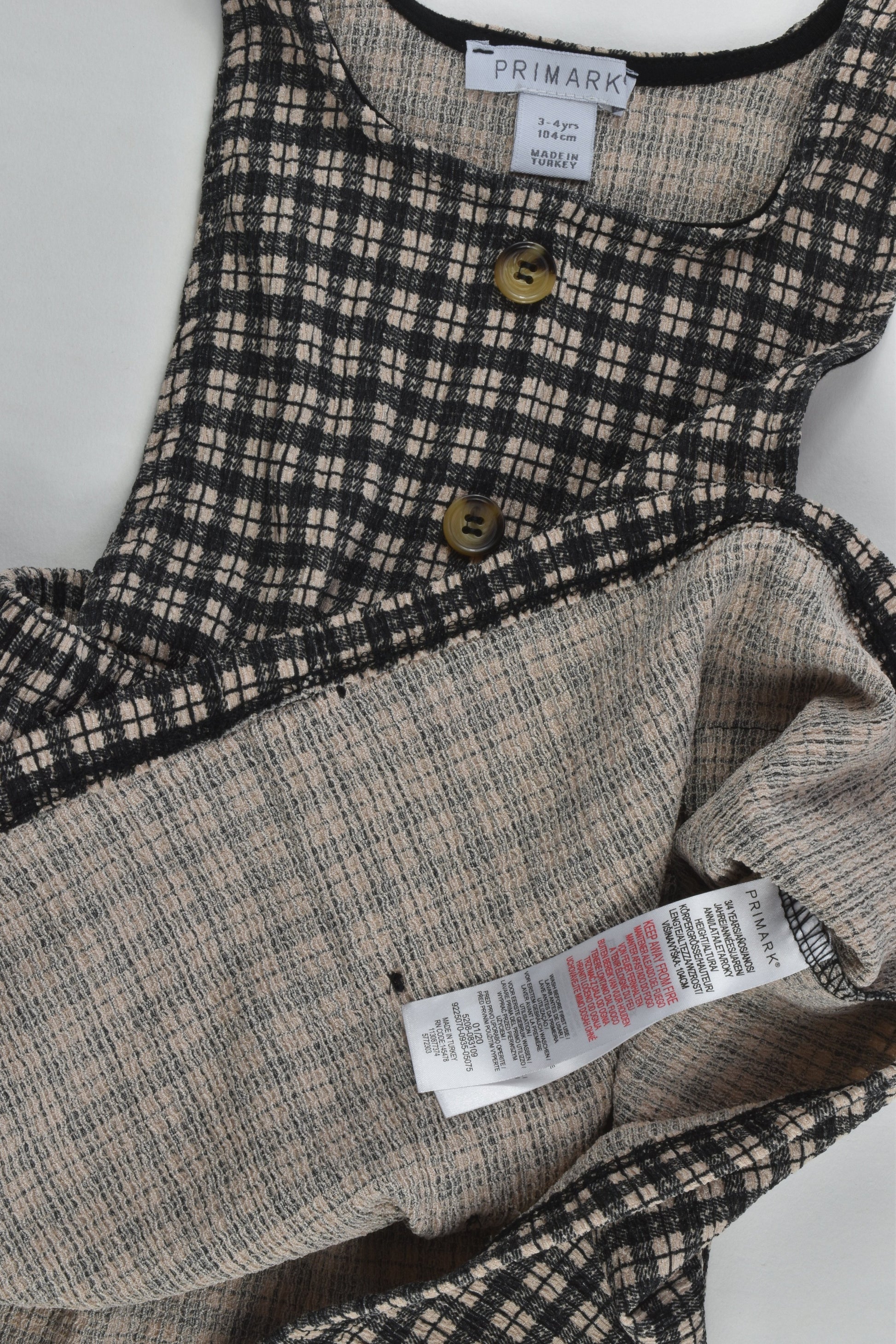 Primark Size 3-4 (104 cm) Checked Dress