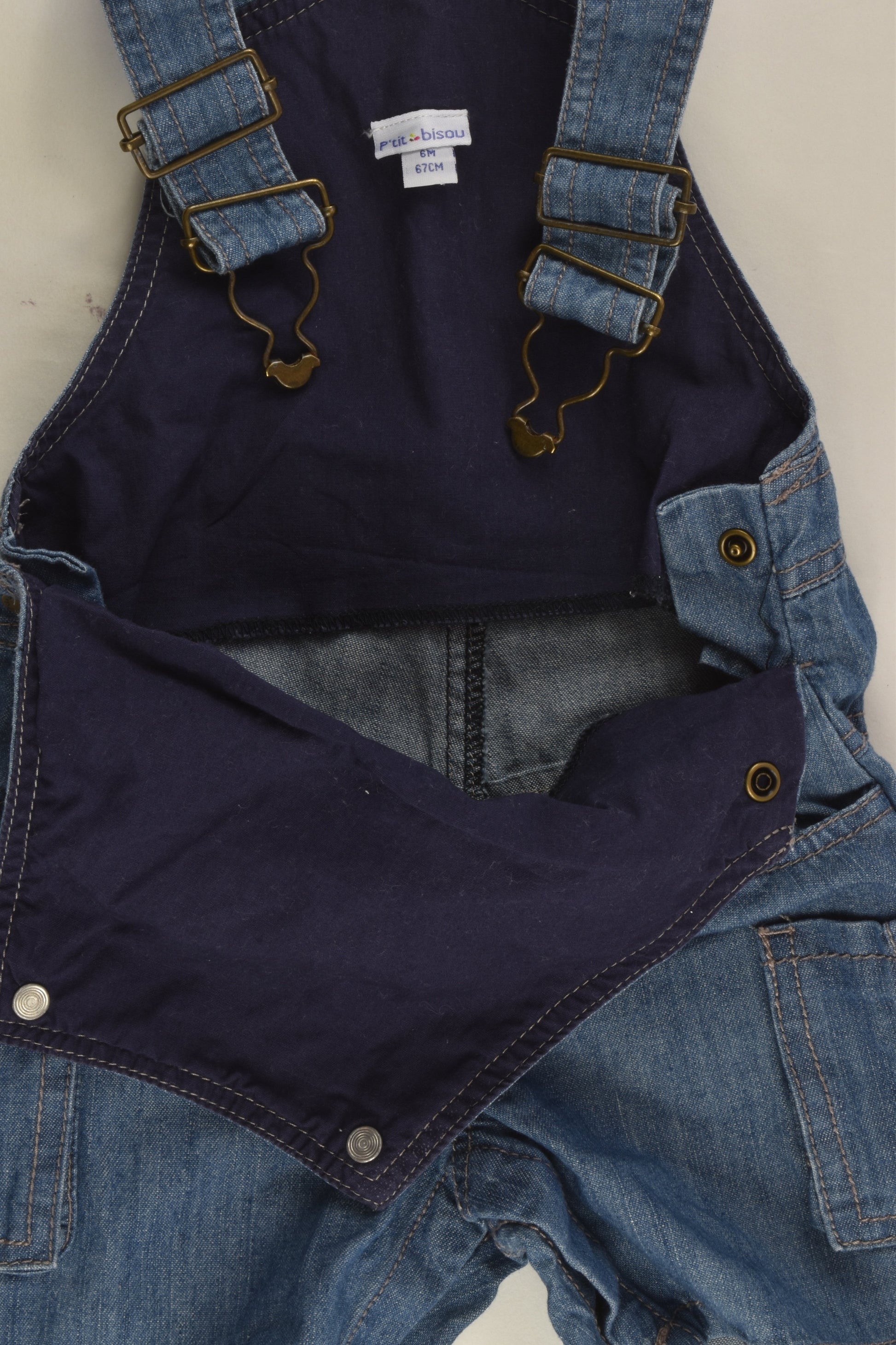 P'tit Bisou Size 00 (6 months, 67 cm) Short Denim Overalls