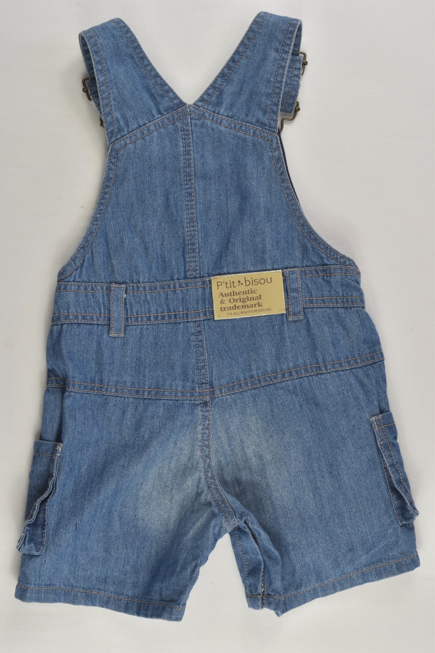 P'tit Bisou Size 00 (6 months, 67 cm) Short Denim Overalls