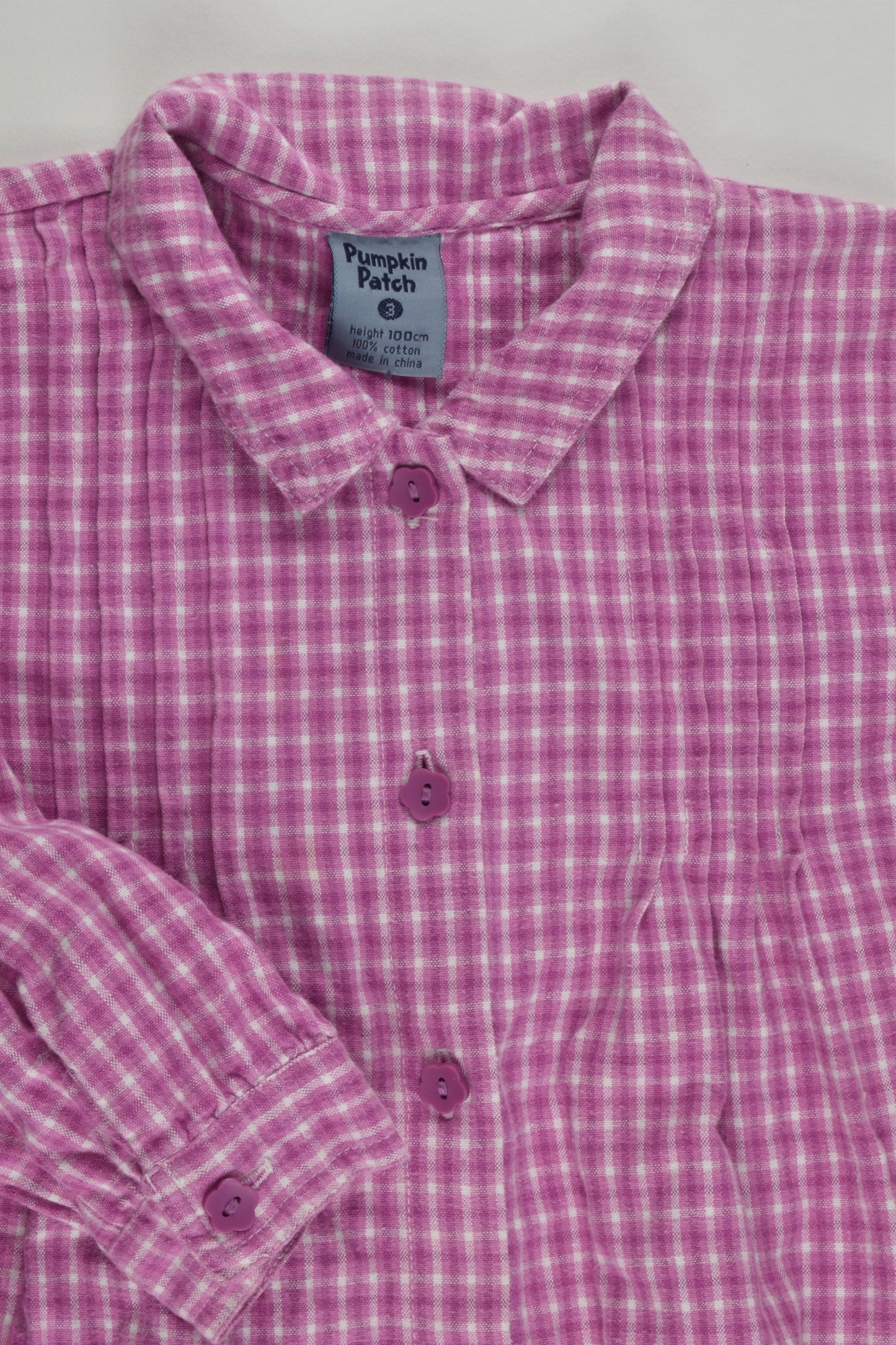 Pumpkin Patch (Old School) Size 3 Checked Blouse With Floral Embroidery