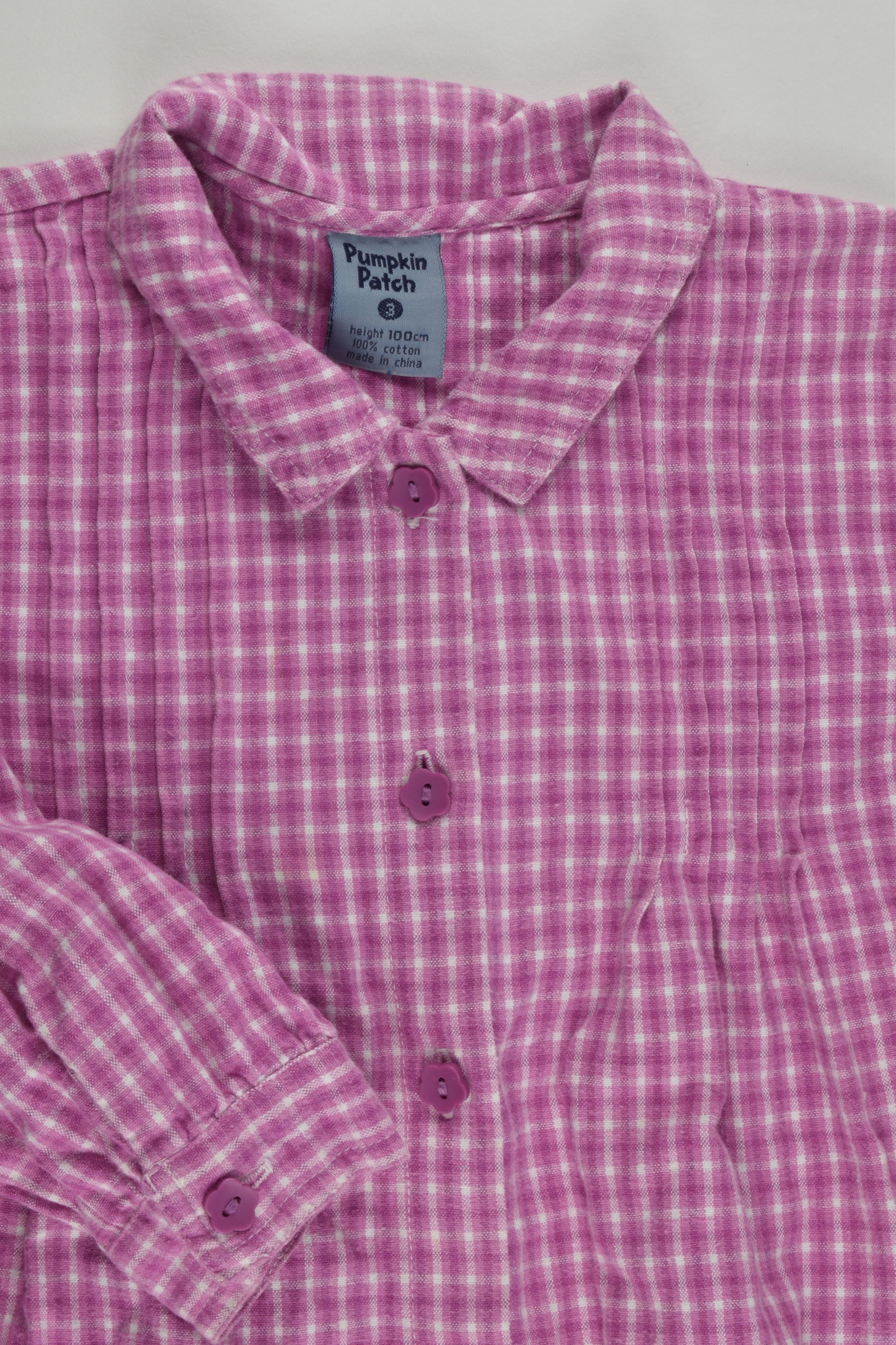 Pumpkin Patch (Old School) Size 3 Checked Blouse With Floral Embroidery