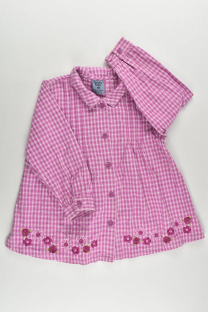 Pumpkin Patch (Old School) Size 3 Checked Blouse With Floral Embroidery