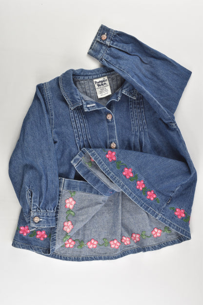 Pumpkin Patch (Old School) Size 3 Denim Blouse with Floral Embroidery
