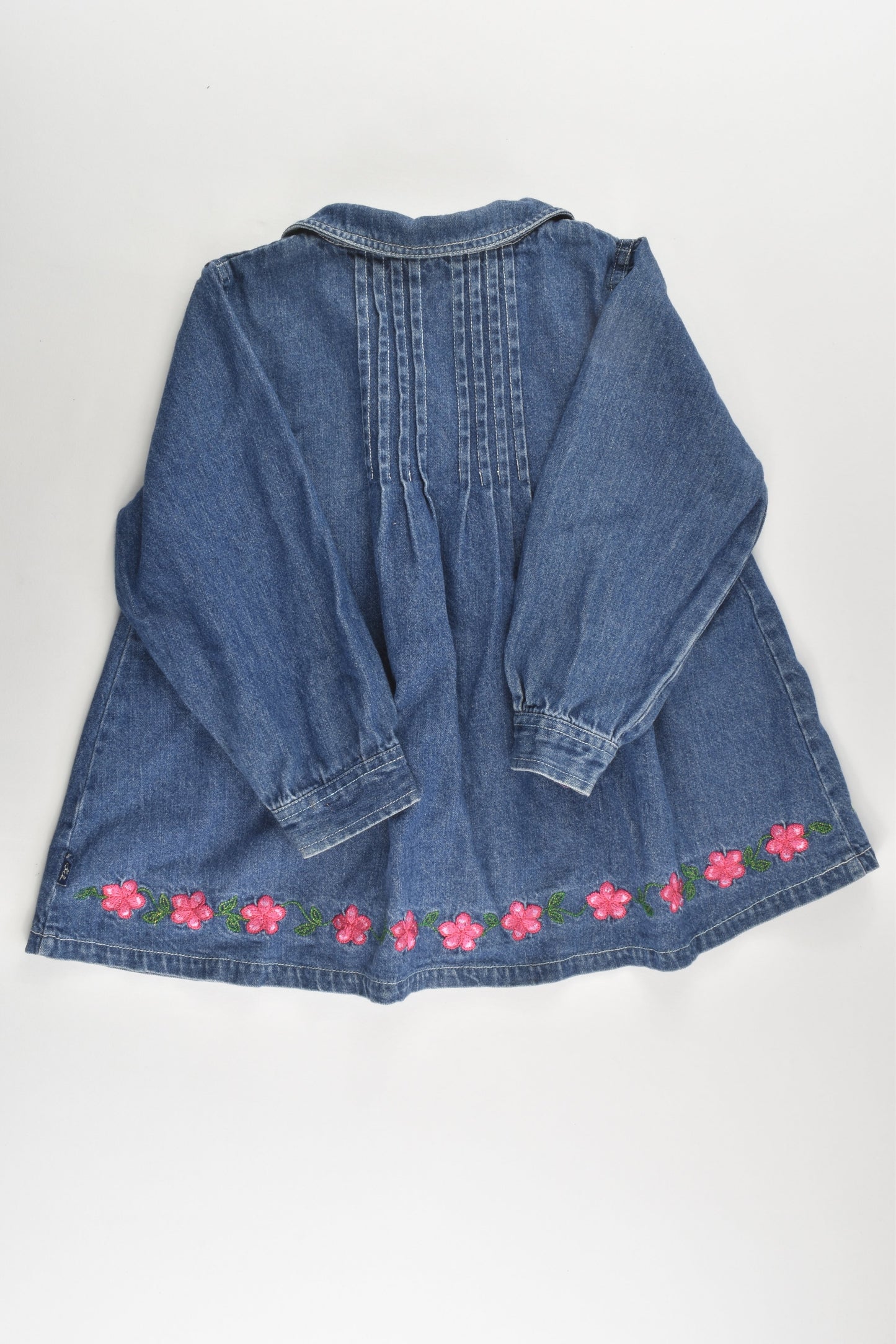Pumpkin Patch (Old School) Size 3 Denim Blouse with Floral Embroidery