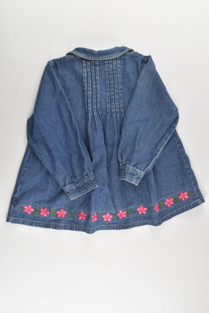 Pumpkin Patch (Old School) Size 3 Denim Blouse with Floral Embroidery