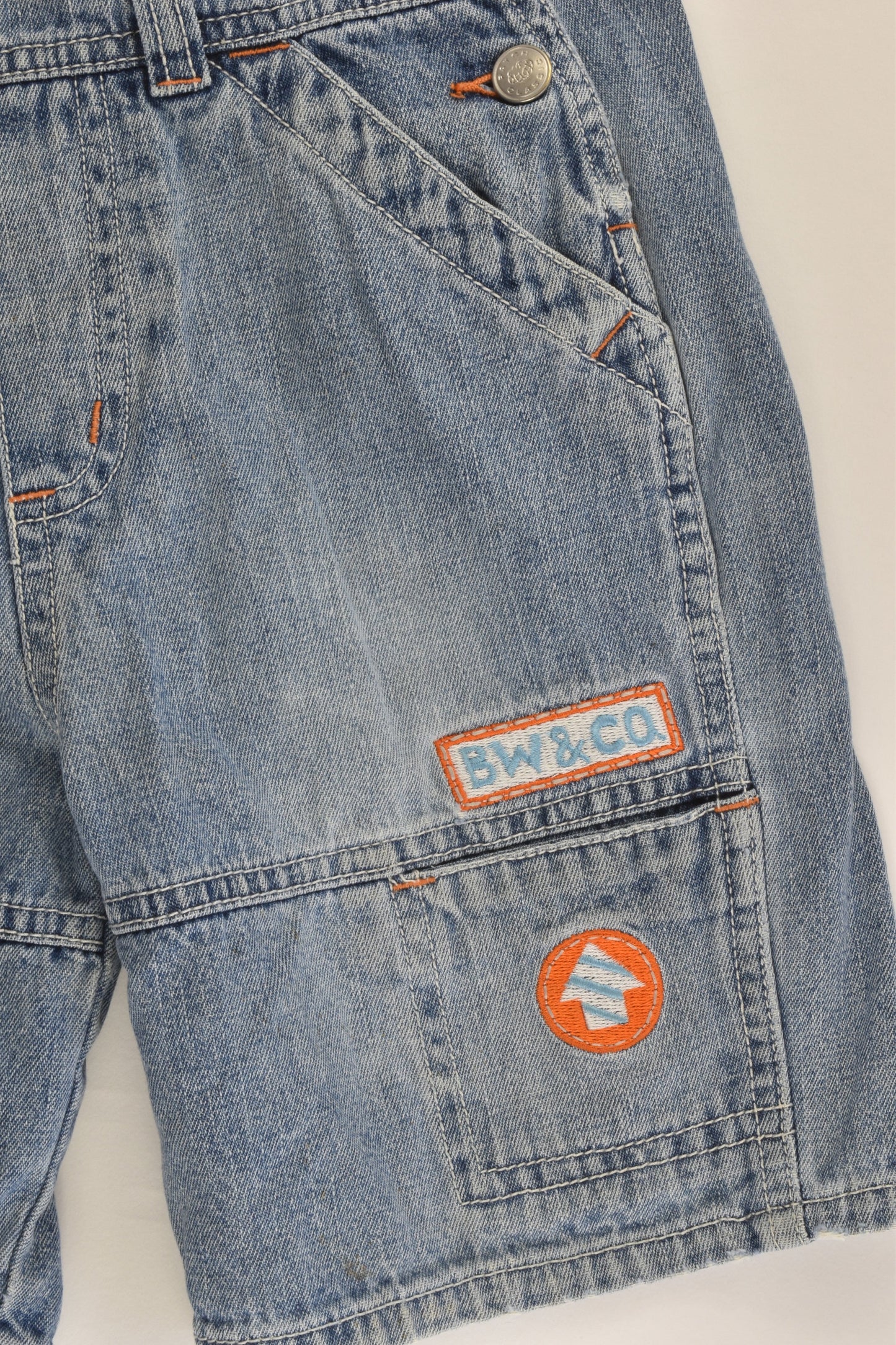 Pumpkin Patch (Older Style) Size 2 'Big Wheels & Co' Denim Short Overalls