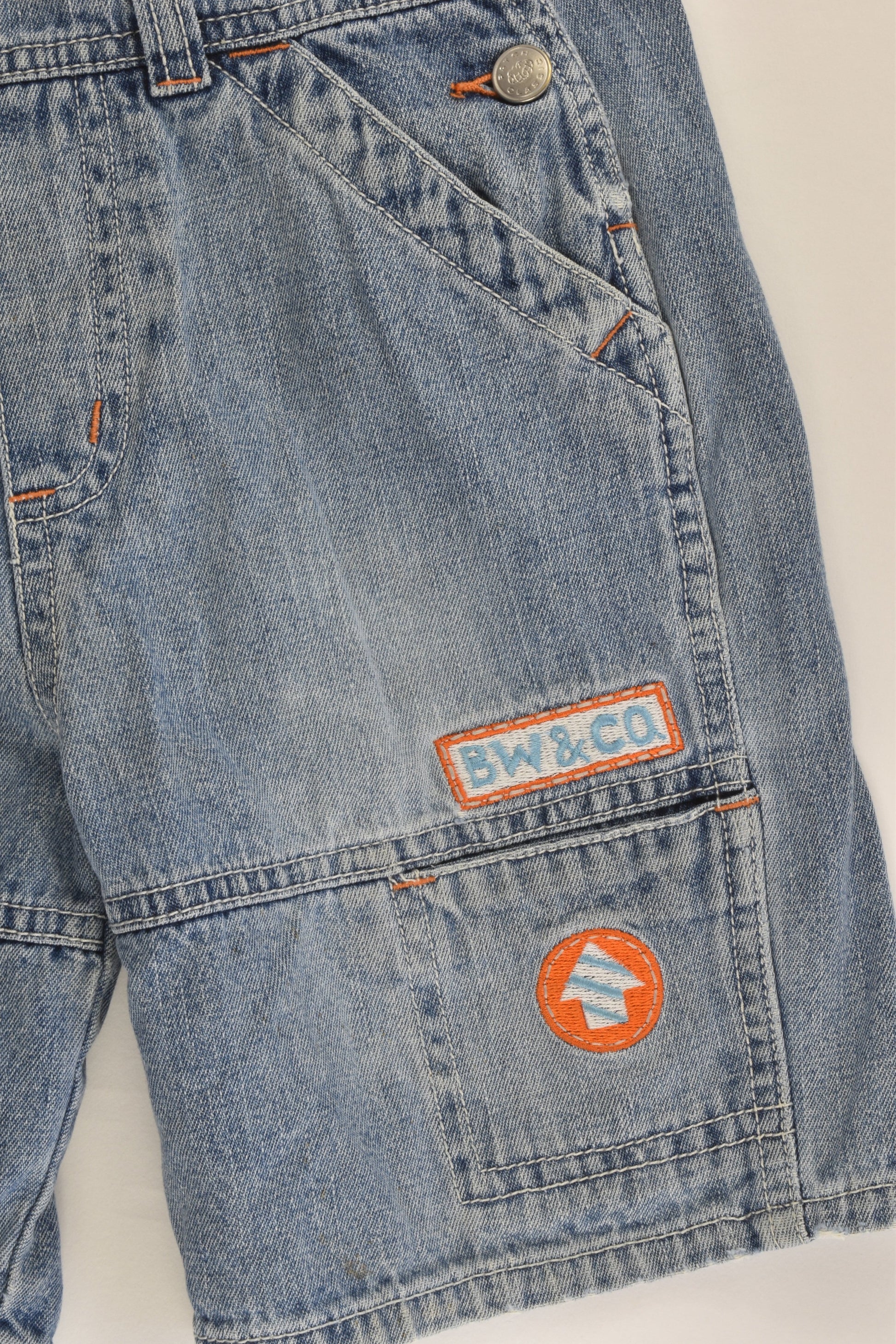 Pumpkin Patch (Older Style) Size 2 'Big Wheels & Co' Denim Short Overalls