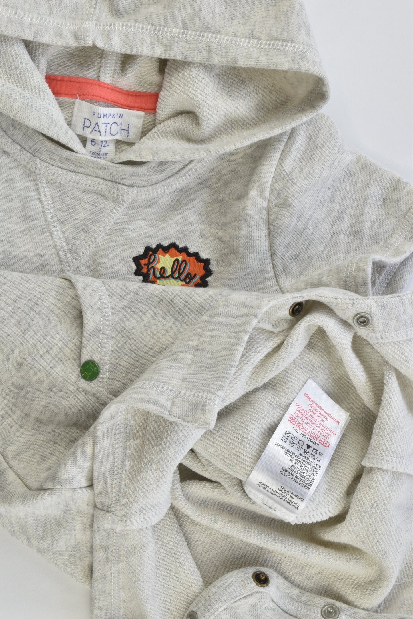 Pumpkin Patch Size 0 (6-12 months, 72 cm) Hooded Short Sweater Onesie