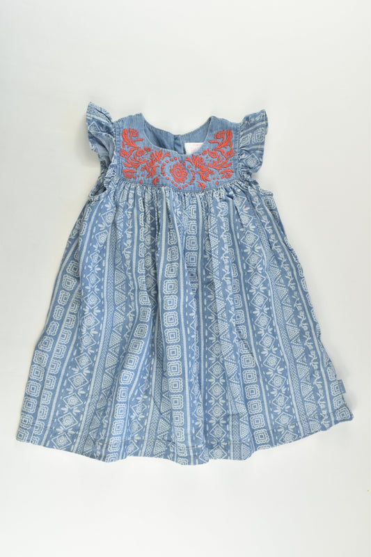 Pumpkin Patch Size 0 (6-12 months) Lightweight Denim Dress with Embroidery