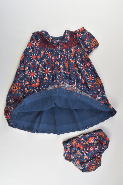 Pumpkin Patch Size 0 (6-12 months) Lined Smocked Floral Dress with Matching Bloomers
