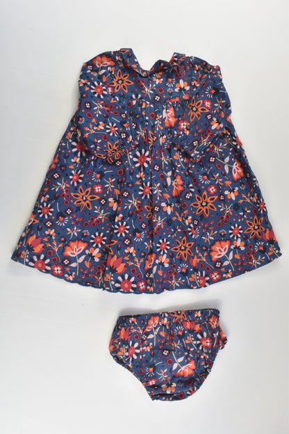 Pumpkin Patch Size 0 (6-12 months) Lined Smocked Floral Dress with Matching Bloomers