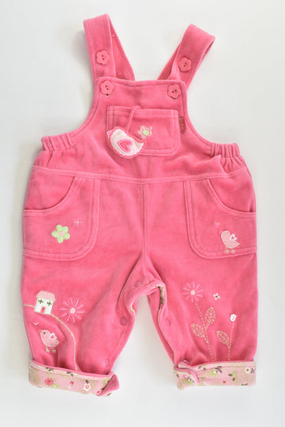 Pumpkin Patch Size 00 (3-6 months) Birds and Flowers Lightly Padded and Lined Velour Overalls
