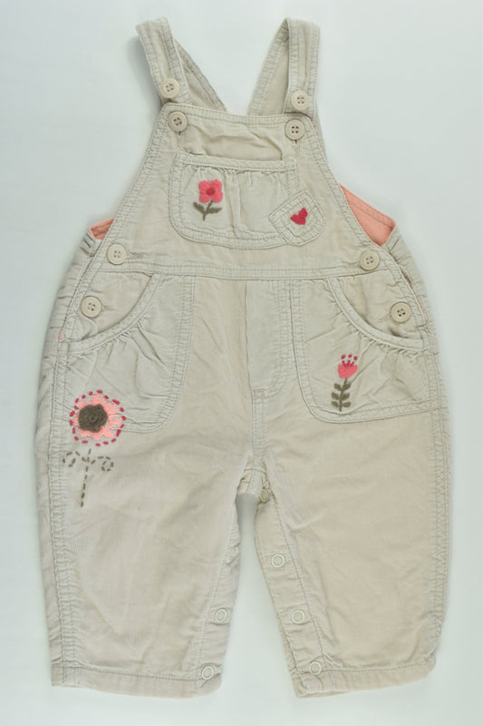 Pumpkin Patch Size 00 (3-6 months) Lined Cord Overalls with floral Embroidery