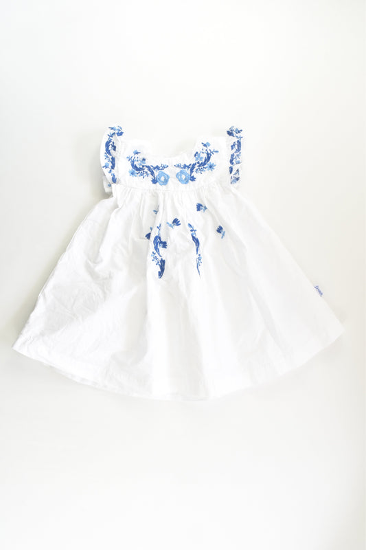 Pumpkin Patch Size 00 (3-6 months) Lined Dress with Floral Embroidery