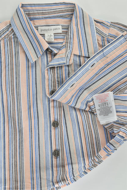 Pumpkin Patch Size 00 (3-6 months) Striped Linen-Feel Collared Shirt